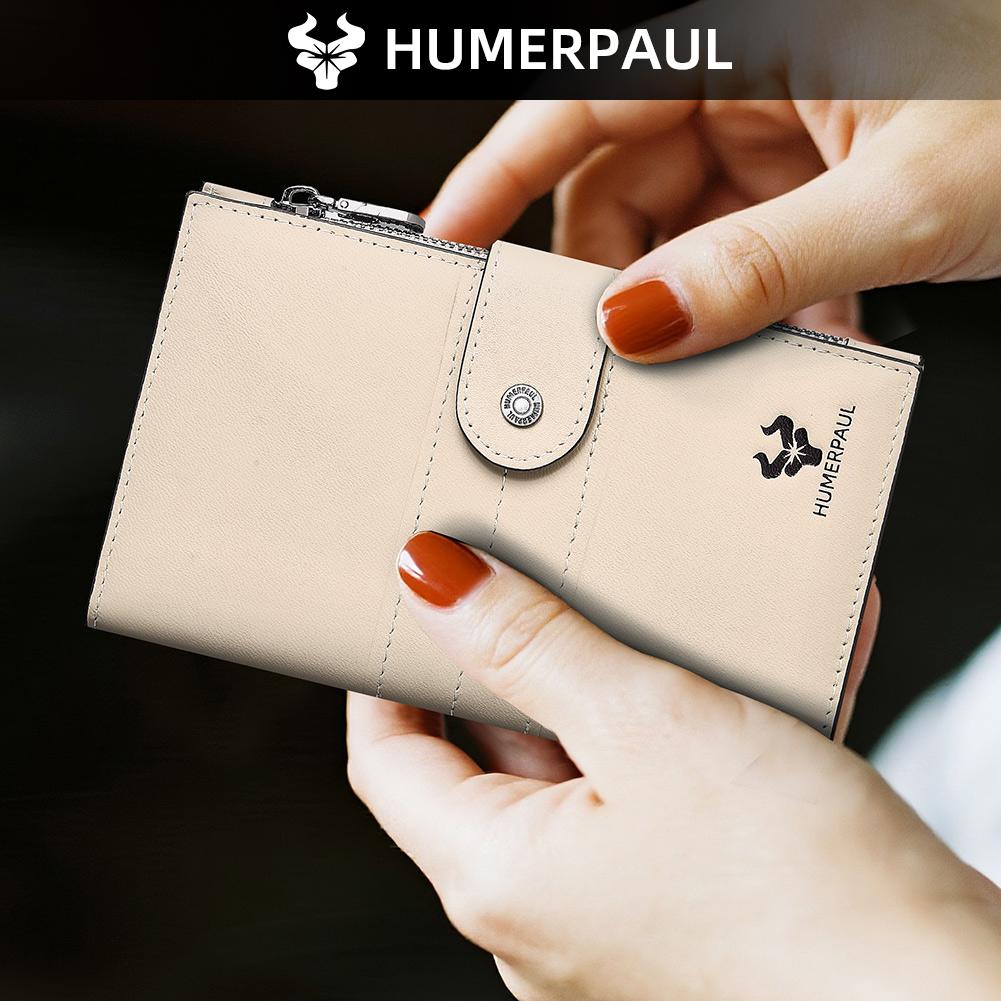 Humerpaul Ladies Leather Wallet Large-capacity Wallet Multi-function Coin Purse First Layer Cowhide Wallet Passport Holder Travel Card Holder