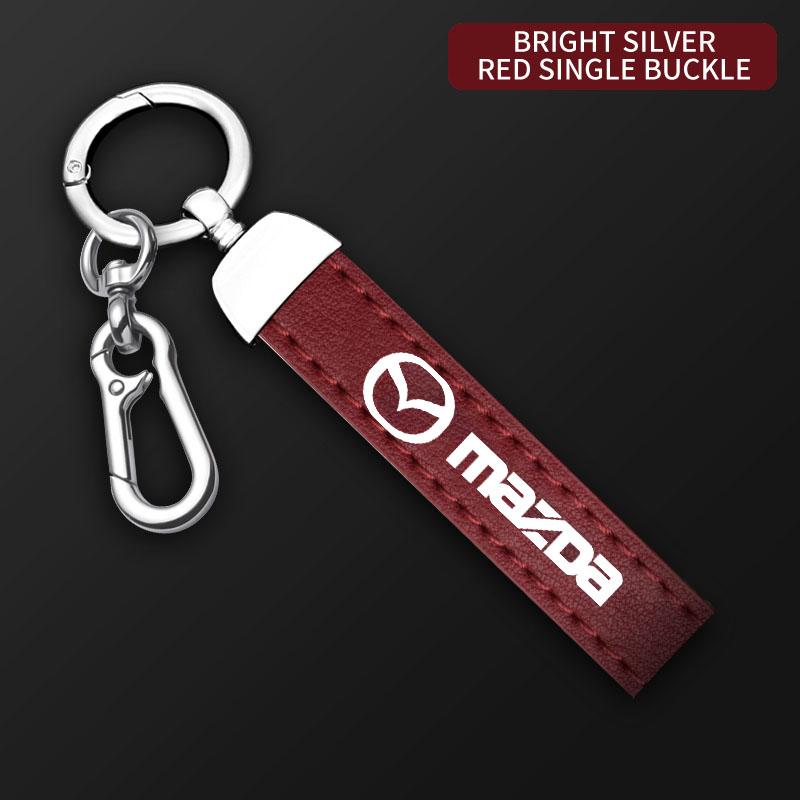 Car Key Chain Luxury Genuine Leather Keychain Pure Color Buckle for Mazda 3 bk bl 323 Axela Atenza CX-3 CX-4 CX5 Auto Accessorie vf2