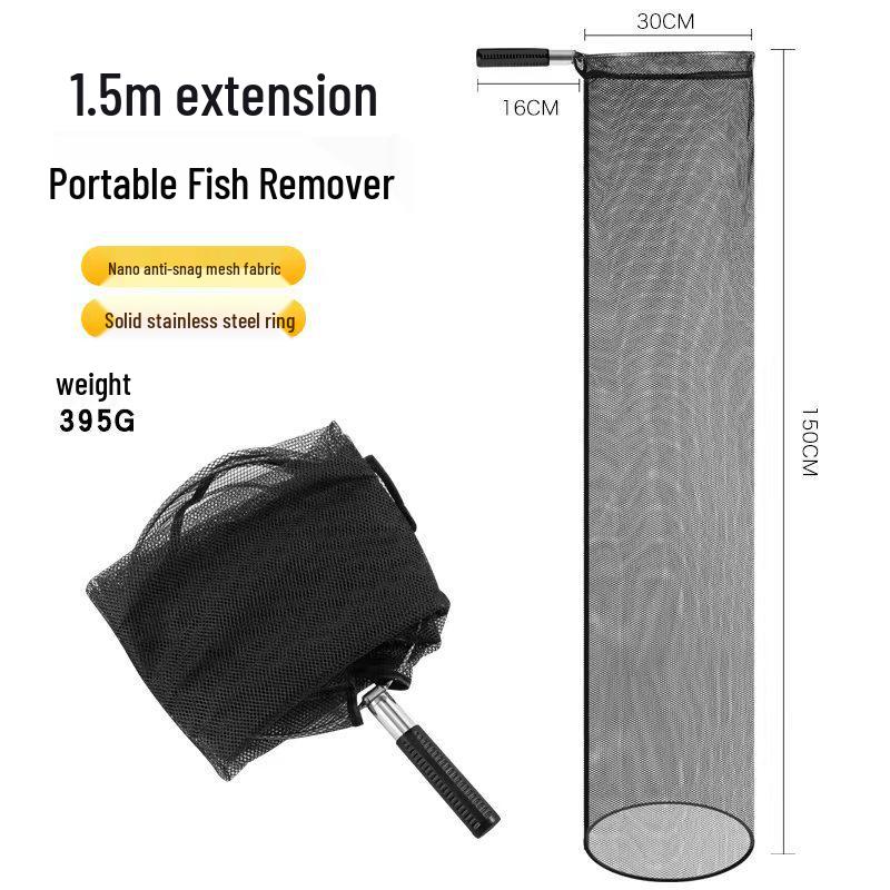 Portable Large Fish Landing Net with Stainless Steel Ring for Catching and Transporting