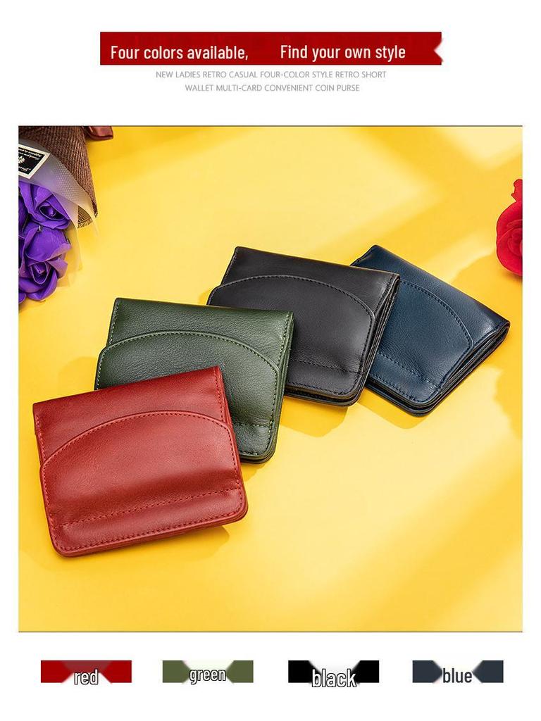 Women's Genuine Leather Slim Wallet & Coin Purse: Versatile, Soft Cowhide, Two-in-One Money Clip.
