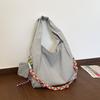 Japanese Simple Nyl Shoulder Bags for Women Large Capacity Ladies Tote Handbag Outdoor Female Colorful Woven Messenger Bag