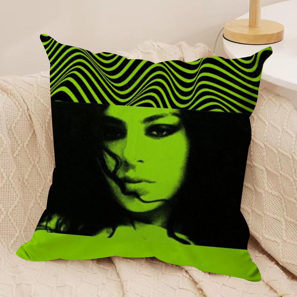 C-Charlis XCX B-BRAT Cushion Cover Soft Plush Fabric Double-Sided Printed Sofa Cushion Cover for All Seasons Home Decor Gift
