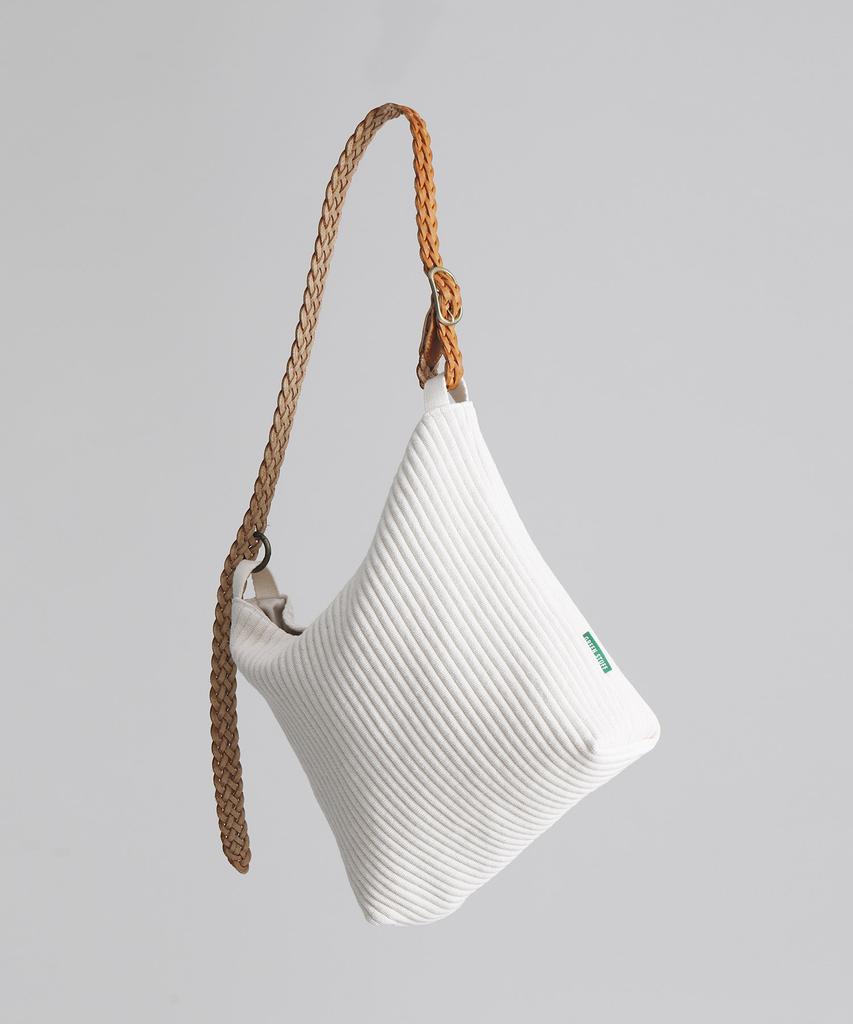 Green Stuff Belted Shoulder Bag B2 Ribbed Corduroy - Ivory