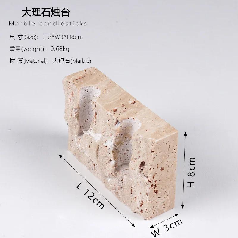 430z 2 Holes Marble Candlestick Holder for Wedding Dinning Party Vintage Travertine Stone Taper Candle Holder for Table Centerpi