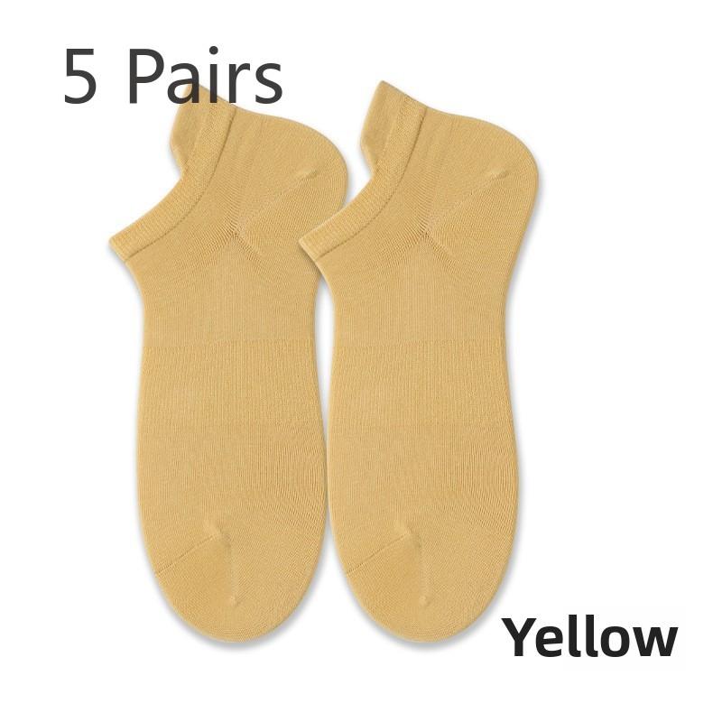 5 Pairs Socks for Men Spring Summer Simple Antibacterial Sweat Wicking Deodorant Men's Boat Socks Tight-woven Boat Socks