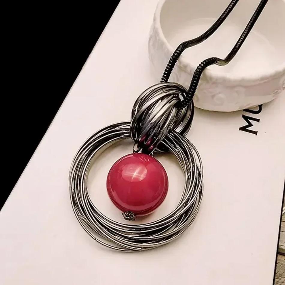 1 Pcs Retro Ethnic Style Short Korean Version Sweater Chain Clothing Accessories Versatile Fashion Alloy Necklace Jewelry