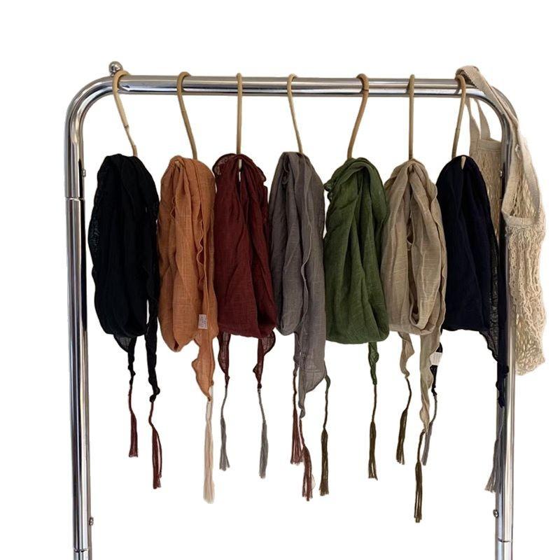 Korean Dongdae Gate Knocks On Fashionable Solid Color Cotton Linen Scarf for Women with Fashionable Versatile Retro Literary Exterior Shawl
