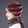 Hat Female Autumn Winter Trendy Versatile Rex Rabbit Hair Cycling Warm Ear Protection Fur Hat Scarf Set