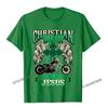 Christelijke Biker Ik Rij Met Jezus Religieuze Achterkant Motorfiets Premium T-shirt Camisas Unisex Geprinte Tops Shirt Voor Unisex Katoen