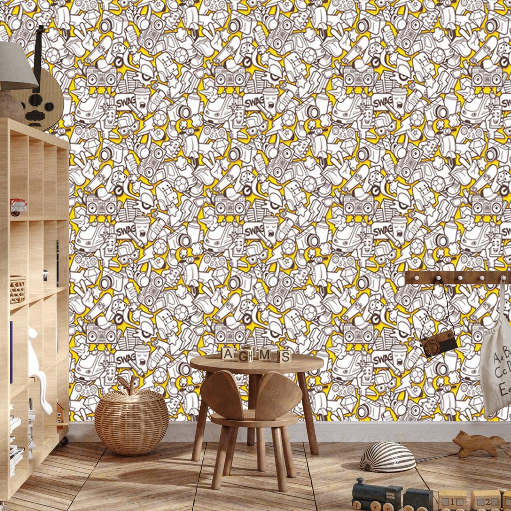 Wallpaper Youth urban life graffiti music for living room and bedroom 50x1000