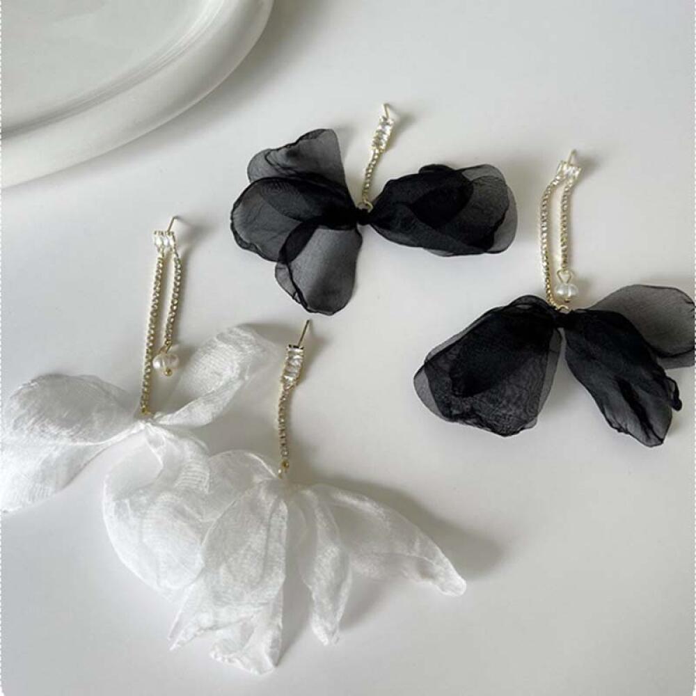 Fashion Flower Zircon Pearl Earrings for Women Exquisite Long Tassel Earrings Summer Seaside Vacation Jewelry Accessories