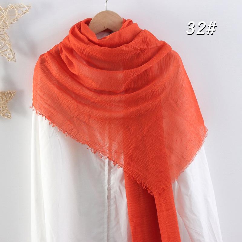 Women's Cotton Linen Silk Scarf - All-Season, Solid Color, Versatile Head and Sunshade Wrap