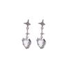 Silver Needle Red Howlite Heart & Star Dangle Earrings with Rhinestones