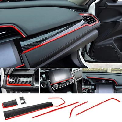9Pcs Carbon Fiber Car Console Center Dashboard Cover Trim Decorative Stickers for Honda Civic 10Th 2016-2019 Car Accessories