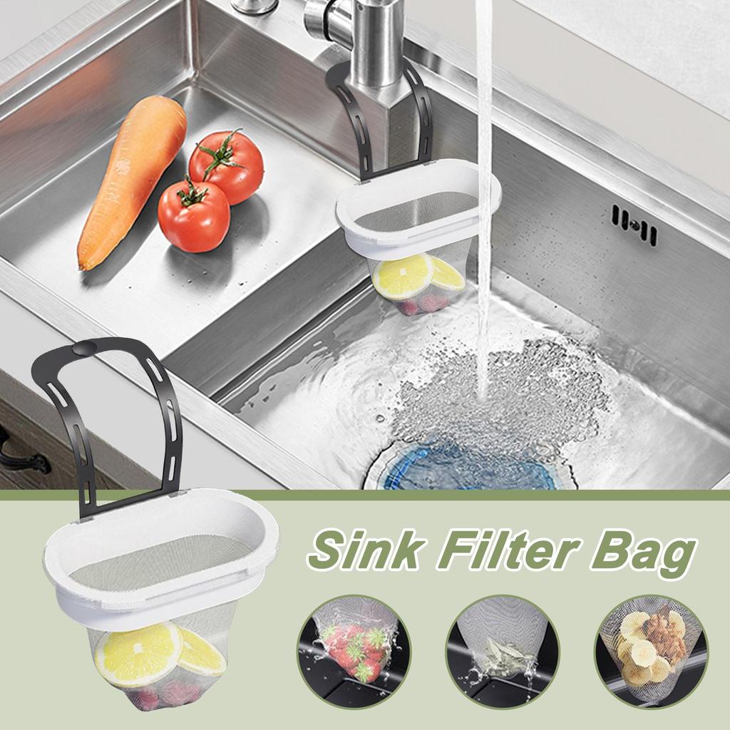 Kitchen Sink Filter Strainer Waste Catching Net Fruit Vegetable Drainer Rack Sink drain filter with 50 filter bags For Kitchen