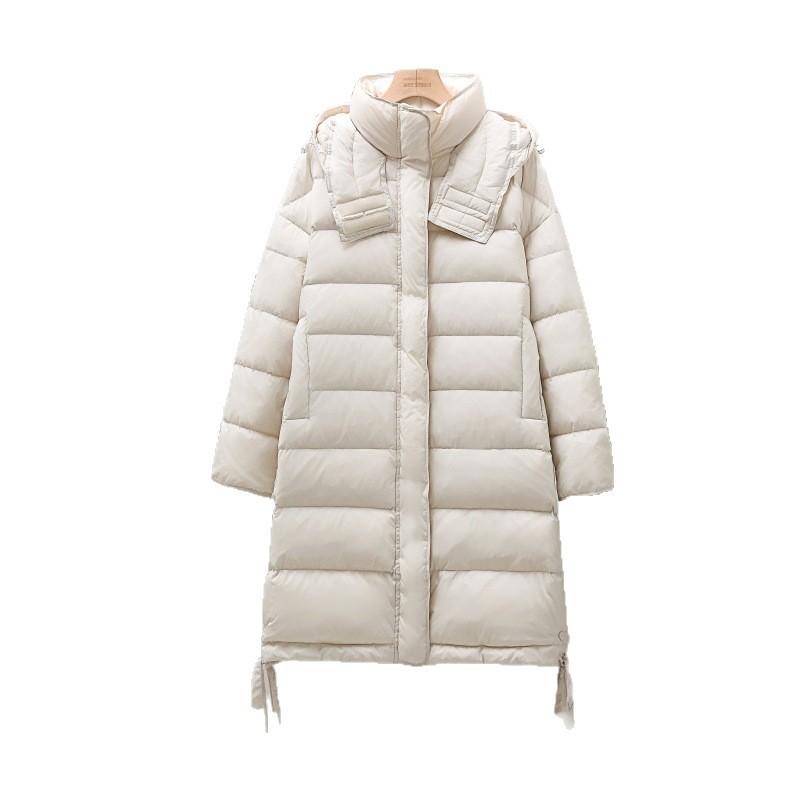 Womens Mid-Length Down Coat Winter Warm Loose Fit White Duck Outerwear Cold Weather
