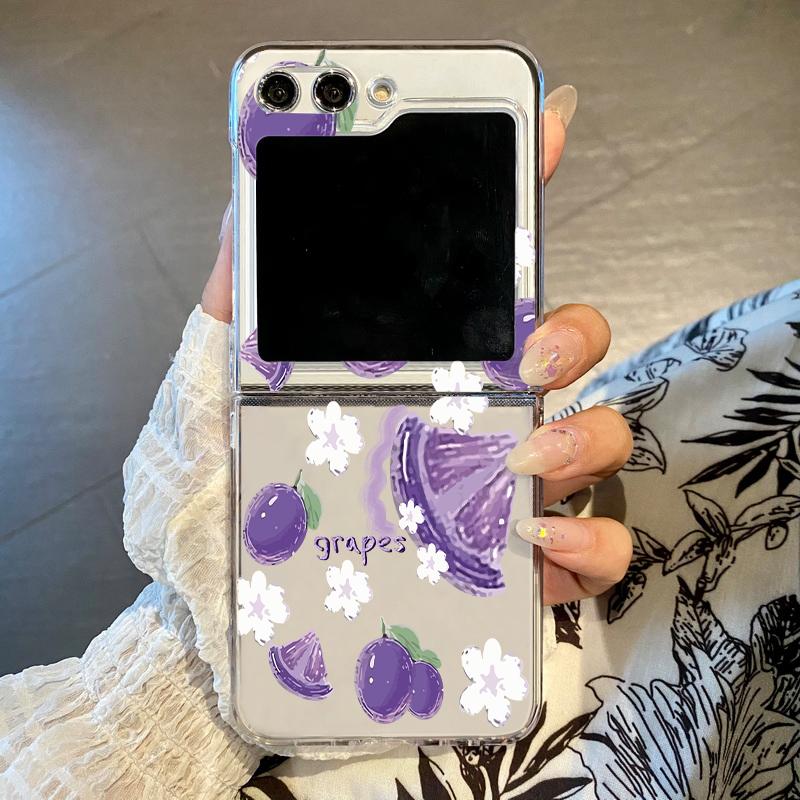 

Складной чехол для телефона с красочным фруктовым узором для Samsung Galaxy Z Flip 6 5 4 3, жесткий прозрачный чехол из поликарбоната для Samsung Z Flip5 Flip4 Flip6 For Galaxy Z Flip4