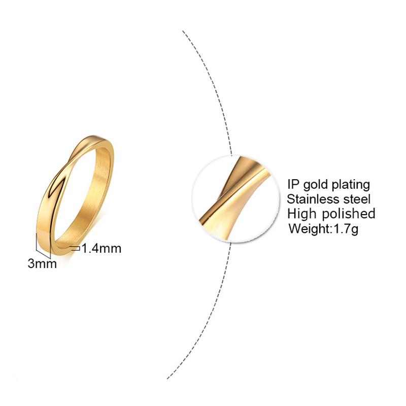 Chic Mobius Style Rings for Women Gold Color Minimalist Stainless Steel Finger Jewelry Gifts for Her