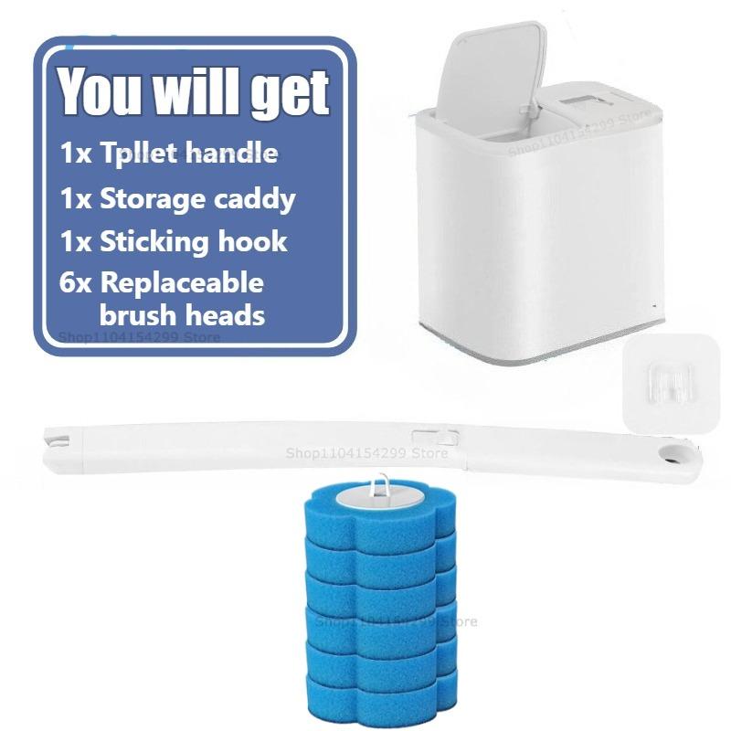 Disposable Toilet Brush Replacement Head Cleaning Kit Lengthened Handle Auto Lid Opening Toilet Bowl Cleaner Kit for Bathroom