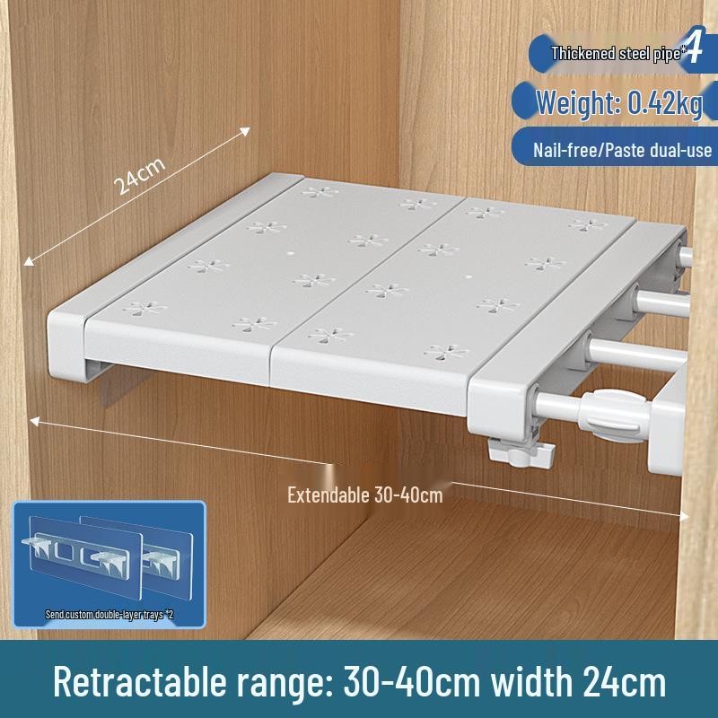 Retractable Wardrobe Storage Rack with Layered Partition for Dormitory Use
