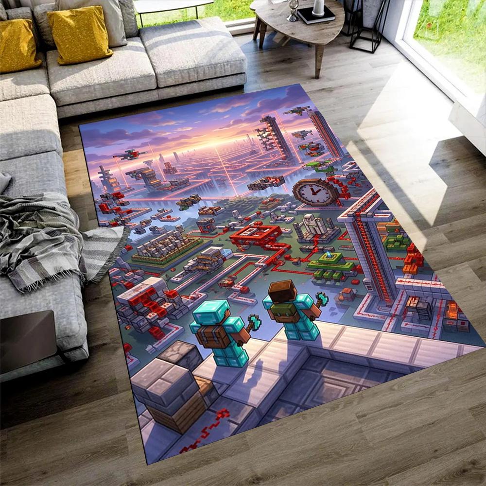 Minecraft Floor Rug Office Rug Perfect for Foyer Outdoor Balcony Entryway Antislip Carpet Anime Office Decor Perfect Gift for Women/Men