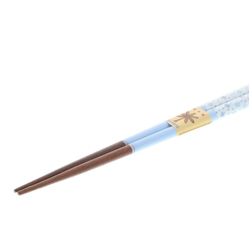 Dishwasher-safe chopsticks with a pastel flower (floral) design, made of natural wood and acrylic, blue, 18cm