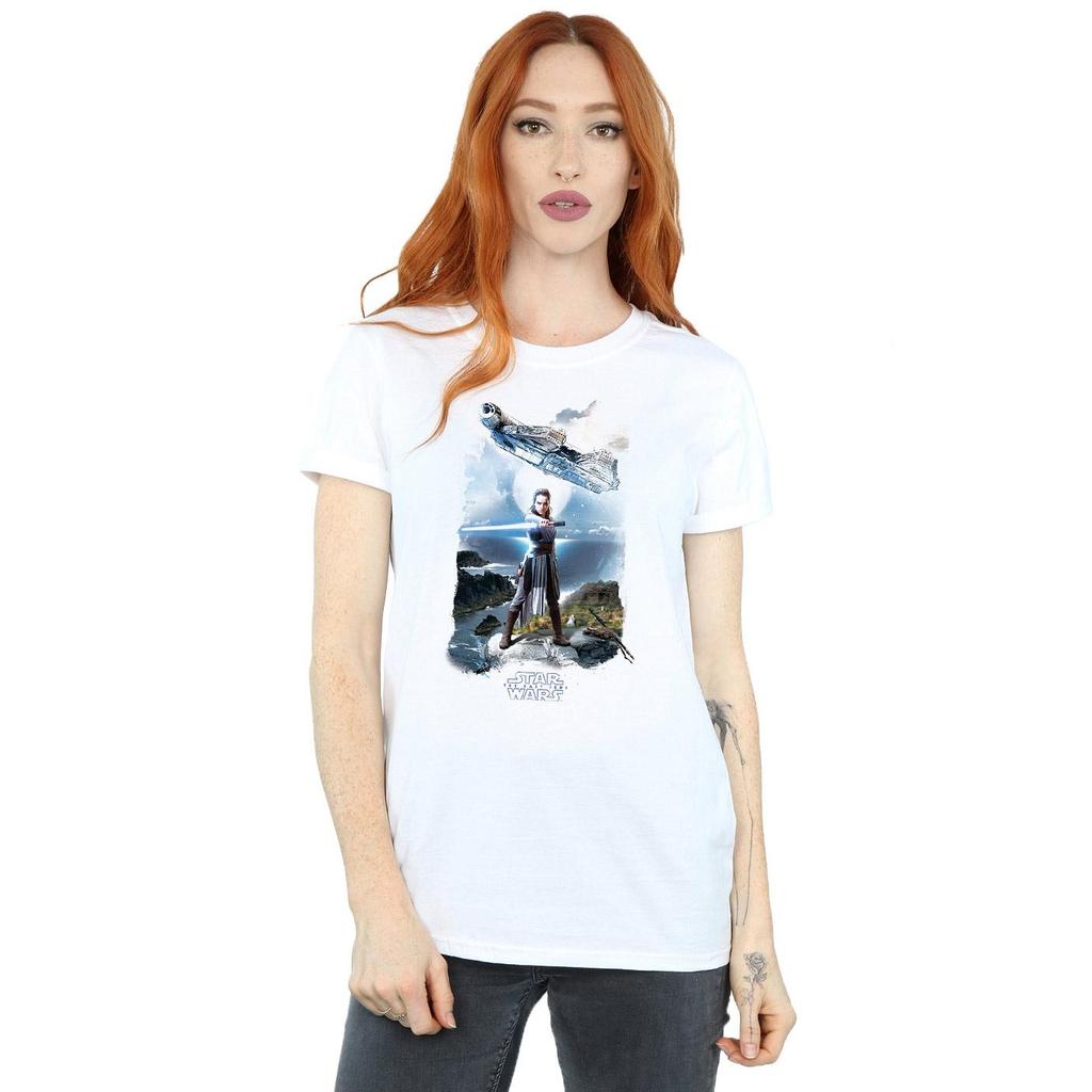 Star Wars Womens/Ladies The Last Jedi Rey Falcon Cotton Boyfriend T-Shirt