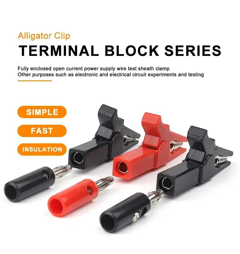 4pcs 55mm Alligator Clips with Banana Plug Test Probes and 4mm Cable Clips Red Black for Electronic Testing Accessories