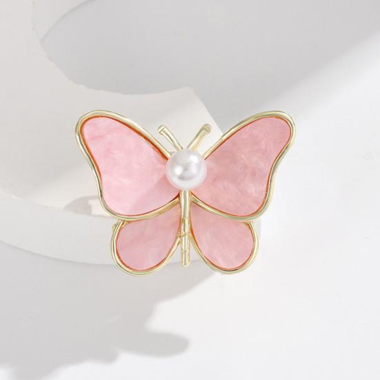 Women Brooch Sparkling Rhinestones Faux Pearl Butterflies Shape Lapel Pin Suits Coats Bags Scarves Badge Versatile Accessory