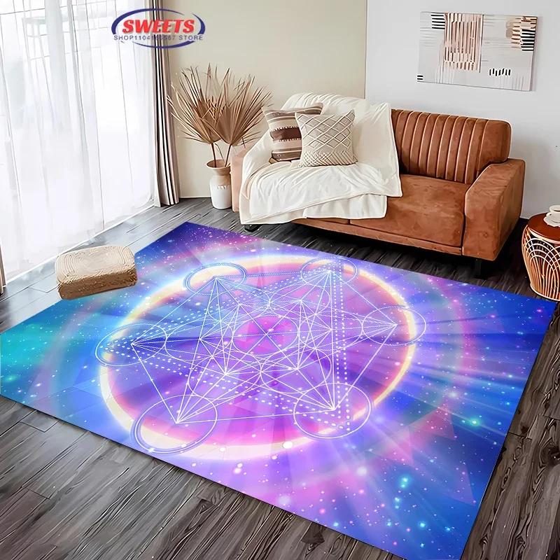 Neue Produkte schnell versandt! 3D Heiliger Metatron-Würfel Muster Teppich Wohnzimmer Teppich Schlafzimmer Sofamat Kinder Rutschfeste Bodenmatte