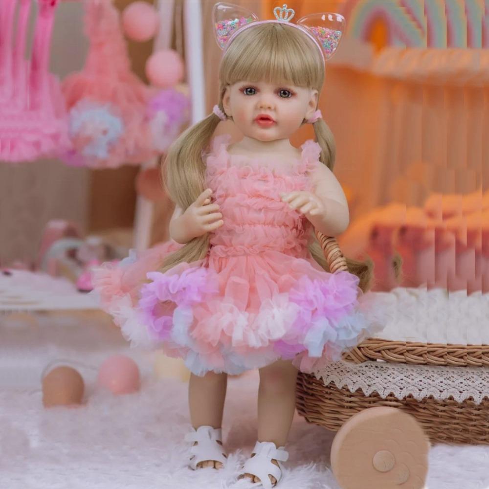 

Красивые куклы-девочки Reborn Betty 55 см, полностью силиконовое тело, кукла Rebirth, моющаяся, прямые ноги, реалистичные куклы-симуляторы для детей, подарки для игрового домика 55cm girl doll