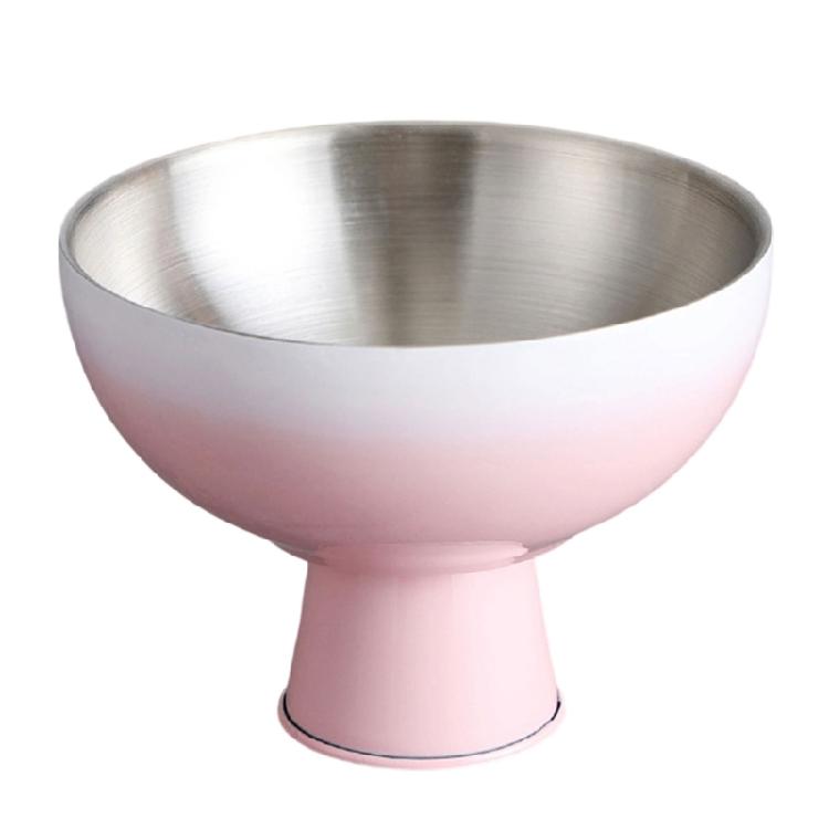 Double Walled Footed Stainless Steel Dessert Container Puddings Cup Ice Cream Bowl For Birthday Parties And Coffee Shops
