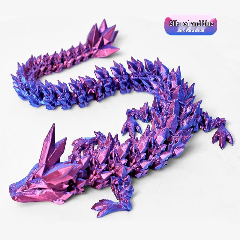 3D Printed Crystal Dragon Figurine with Movable Joints - Perfect Children's Birthday Gift