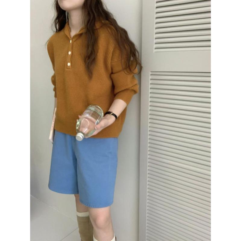 Pit Strip Loose Half-open Neck Pullover Sweater Women's Candy Color Autumn Lazy Wind Versatile Hooded Pullover Sweater