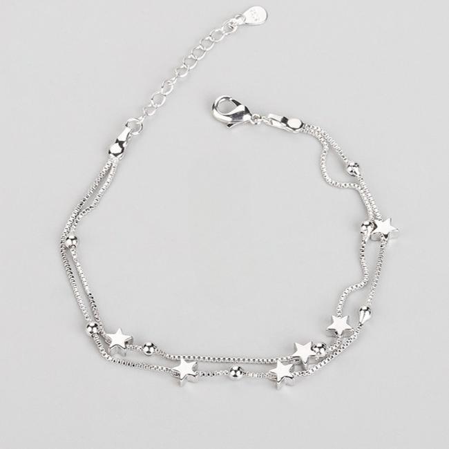 Shiny 925 Sterling Silver Chain Bracelets For Women Luxury Design Double Layered Starry Sky Beads Bracelets Party Charms Jewelry