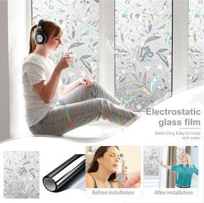 Window Privacy Film See Out Not In One Way Privacy Window Film Removable Window Tint For Home Reflective Static Cling Window Film Heat Blocking