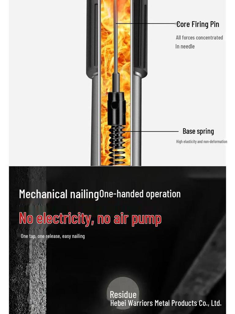 Universal Silent Powder-Actuated Nail Gun for Ceiling, Steel, and Concrete