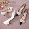 Fashion Pearl Sheepskin Pointed Low Top Single Shoe Monochrome Patent Leather Wedding High Heels Stiletto Bridesmaid Fashion Shoes