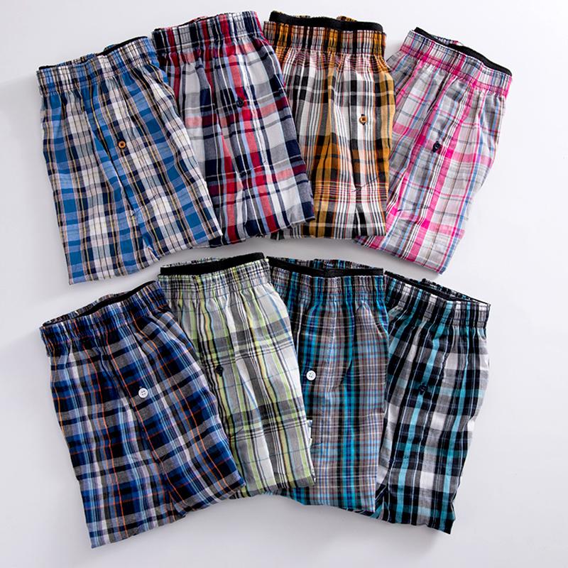 1PC Plaid Loose Soft Cotton Random Color Underwear Comfortable Sleep Underpants Mens Boxers Shorts