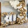 Ghirlandă de Baloane Aur Metalic Alb Decor Petrecere Ziua de 30 Kit Arc de Balon Decorare Nuntă Absolvire Aniversare Globos