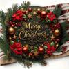 8" Round Cozy Christmas Wreath Metal Sign, Festive Tin Plate Holiday Wall Decor For Home Living Room Kitchen