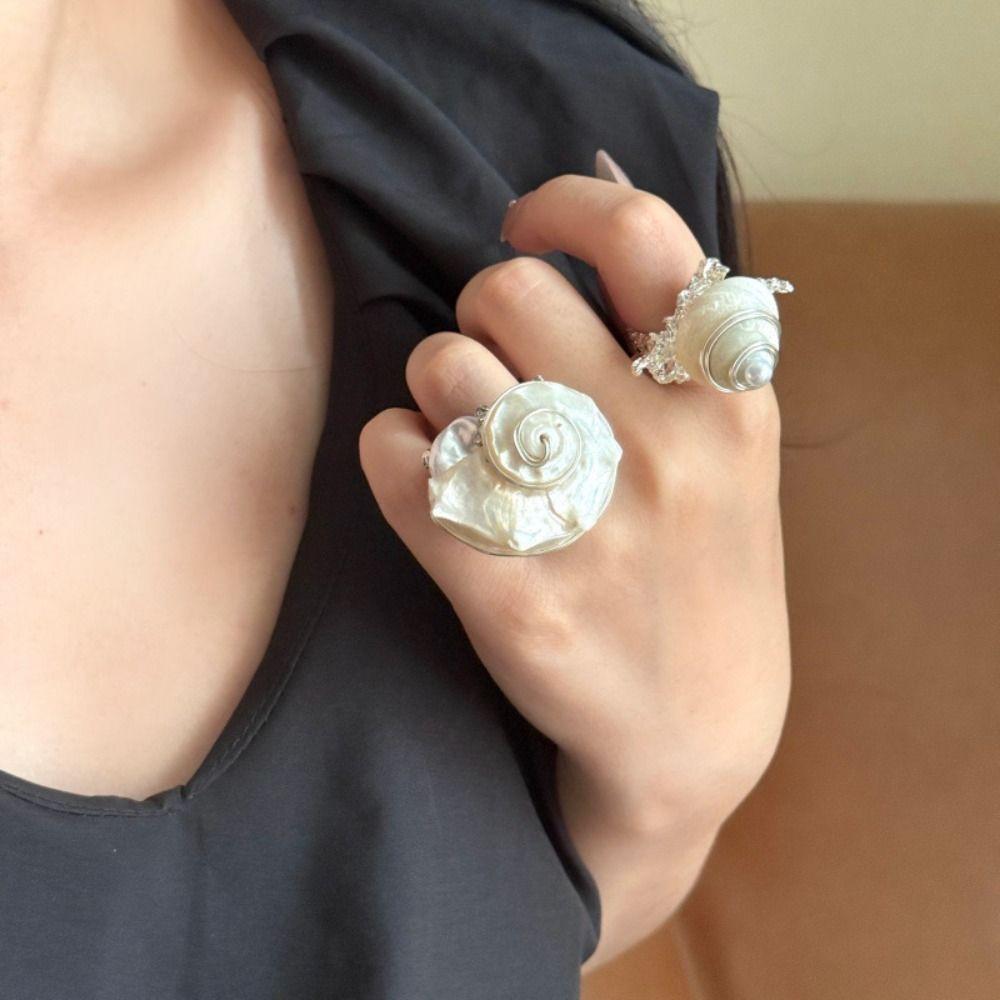 Natural Ocean Animal Ring Korean Style Bohemia Finger Ring Personality Shell Snail Ring  Couple