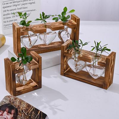 Yousheng Plants Propagation Station with Wooden Stand Indoor Plant Terrarium Hydroponic Flower Holder Container Decoration Table