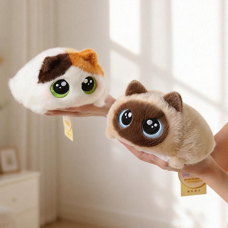 19cm Dicke Dicke Katze Siamkatze Kätzchen Schwarze Katze Plüschtiere Cartoon Lebensecht Kätzchen Sitzsackpuppen Mädchen Geburtstagsgeschenke Kinderspielzeug