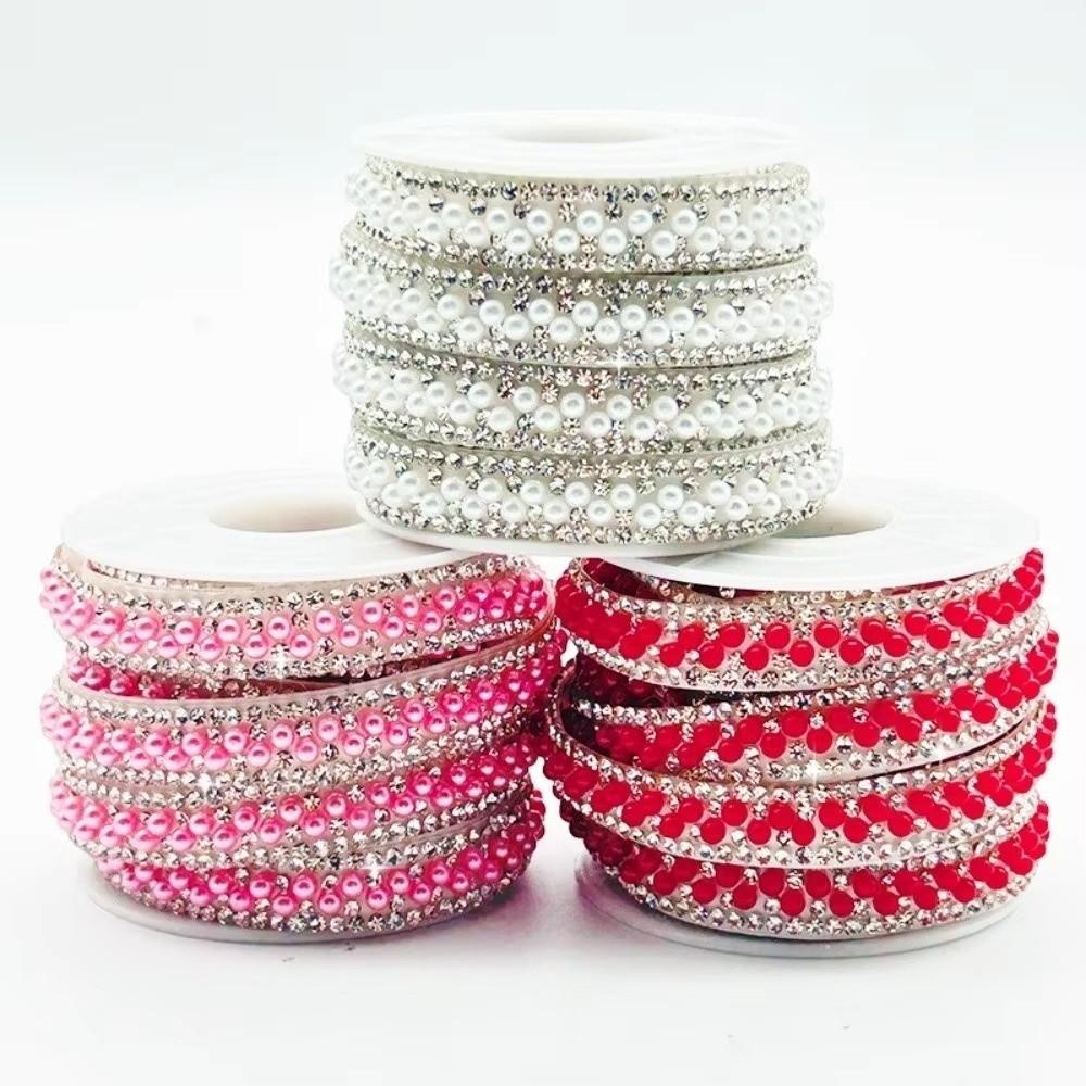 3 Metri Striscia di Cristallo Autoadesiva Lucida Catena di Perle Colorate Striscia di Strass Bling Decorazione per Borsa