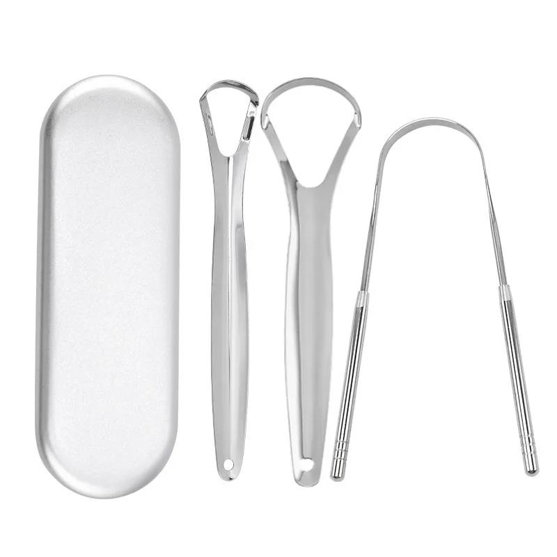 Premium 1pcs/3pcs Metal Tongue Scraper Cleaner for Adults Kids Portable Stainless Steel Tongue Scrapers Brushes for Removing Mass Air Flow 3