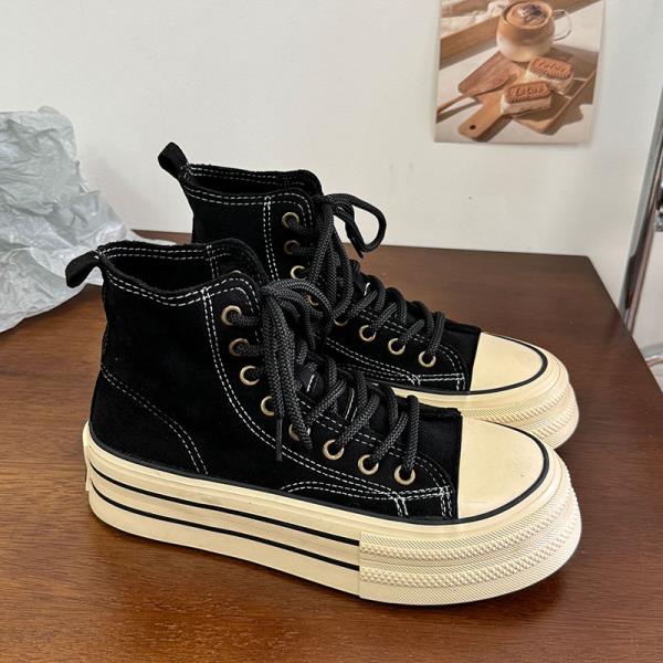 

Fashion Women s Sneakers With Platform Korean Ladies Shoes Tennis Female Thick Sole Black Fashion Trainers Mesh 2025 High Top Casual Sum 35