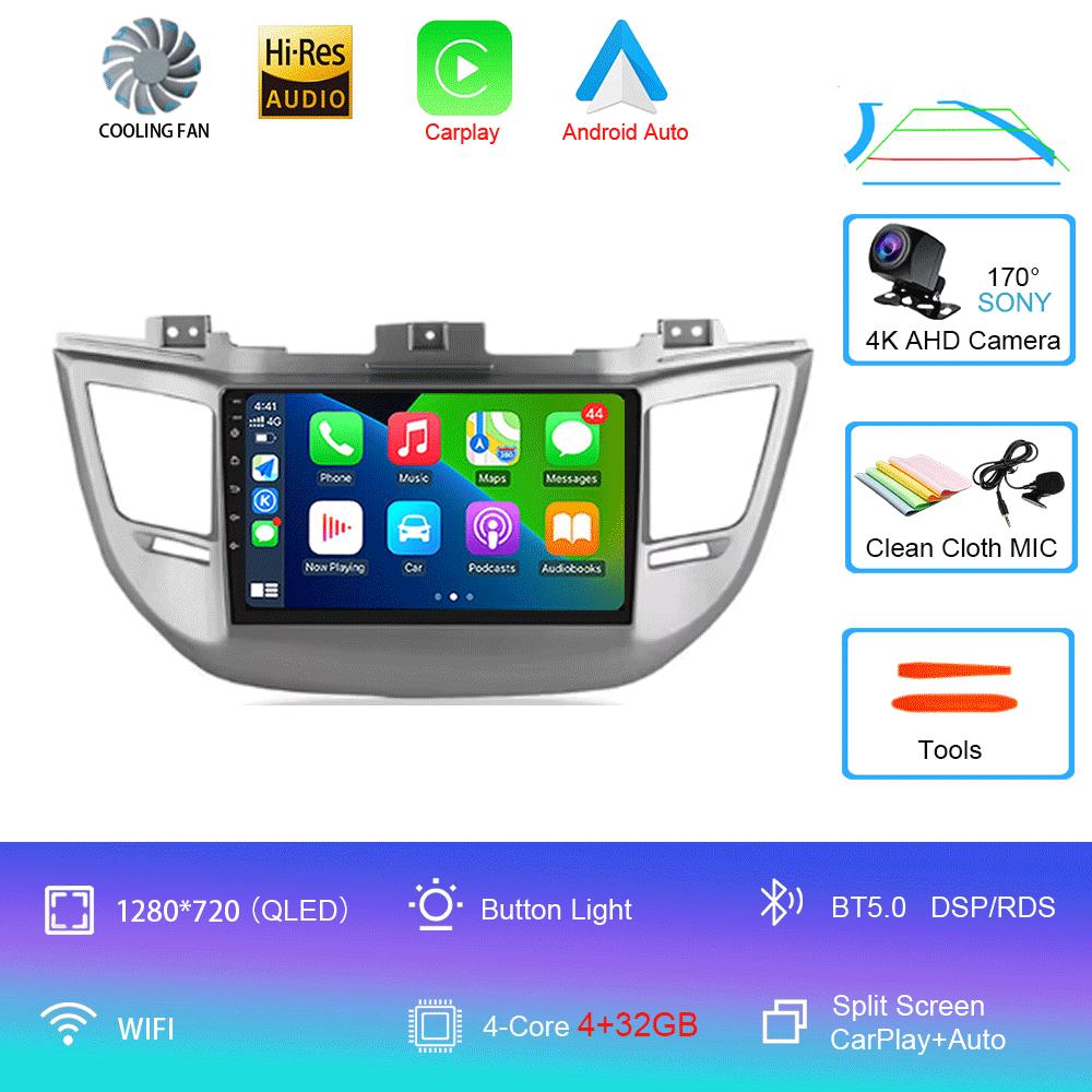 For Hyundai Tucson 2015-2017 Android 14 2din Car Radio Multimedia Video Player GPS Navigation 4G WIFI Carplay 8Core DSP EQ