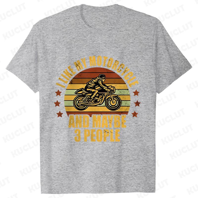 I Like My Motorcycle and Maybe 3 People T-Shirts Men Casual Loose Clothing Oversized Summer Fashion Tops Cartoon Mens Tshirts