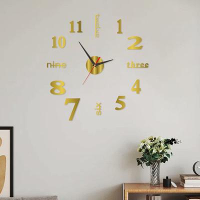 Frameless Acrylic 3D Wall Clock Modern Non Ticking Silent DIY Home Office